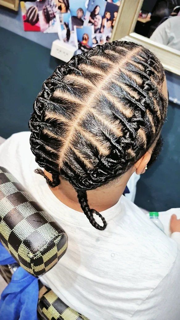 Neat cornrow pattern with braided detail