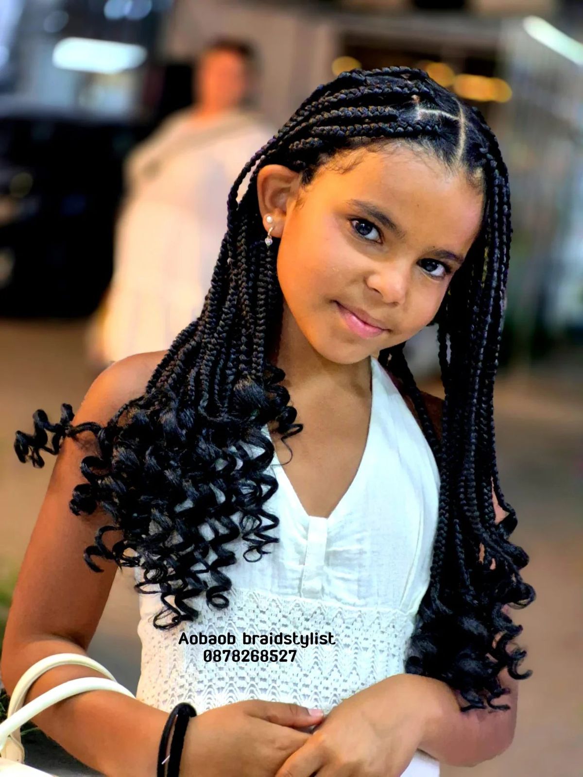 Kids boho braids with curly ends