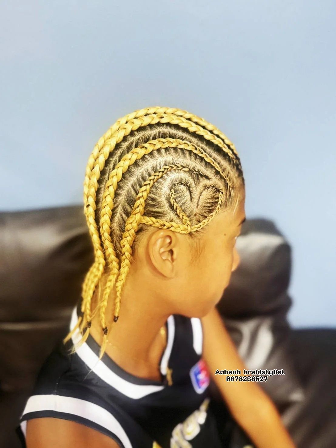 Kids cornrows with yellow braids