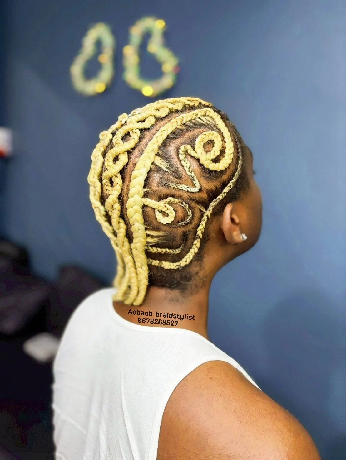 Creative yellow freestyle cornrows